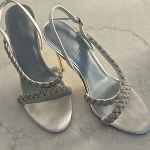 Worn once, Nine West Satin Rhinestone heels - size 9.5